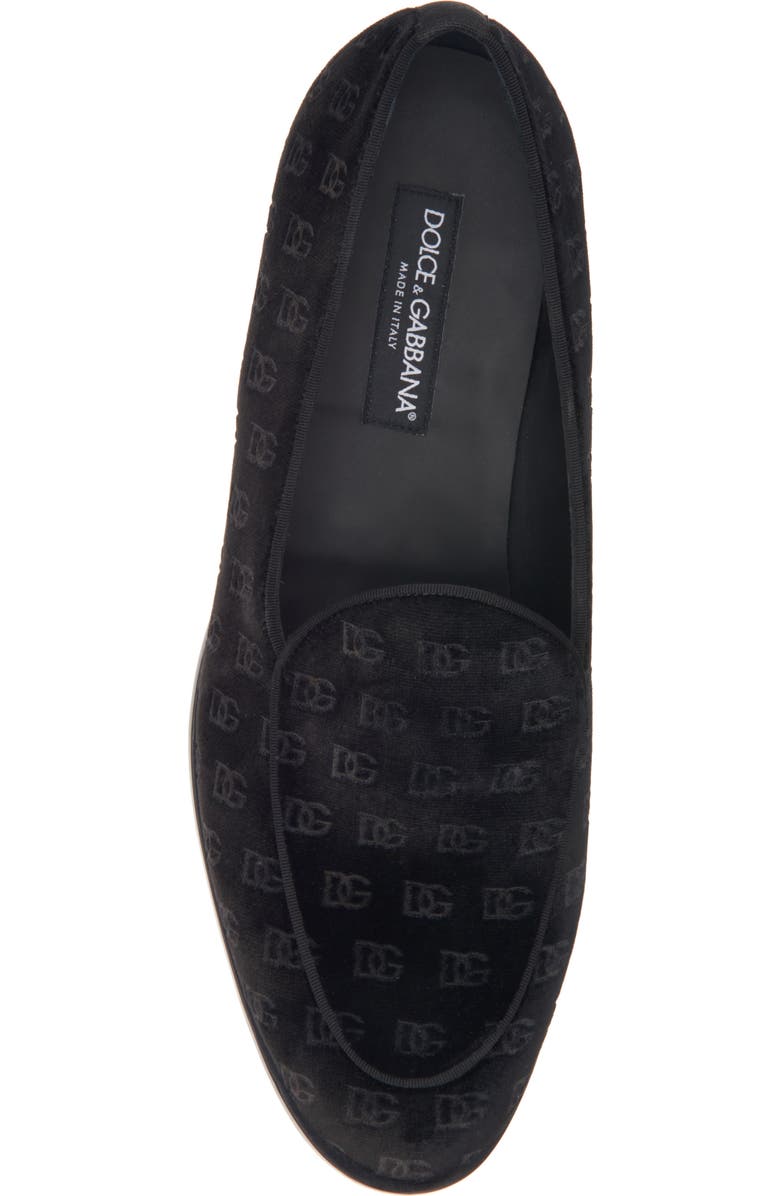 Dolce&Gabbana Logo Monogram Velvet Loafer, Alternate, color, 80999-Nero
