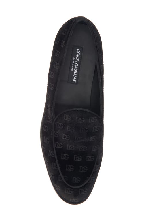 Dolce & Gabbana 'vivaldi' Black Loafers With All-over Logo Lettering In 80999-nero