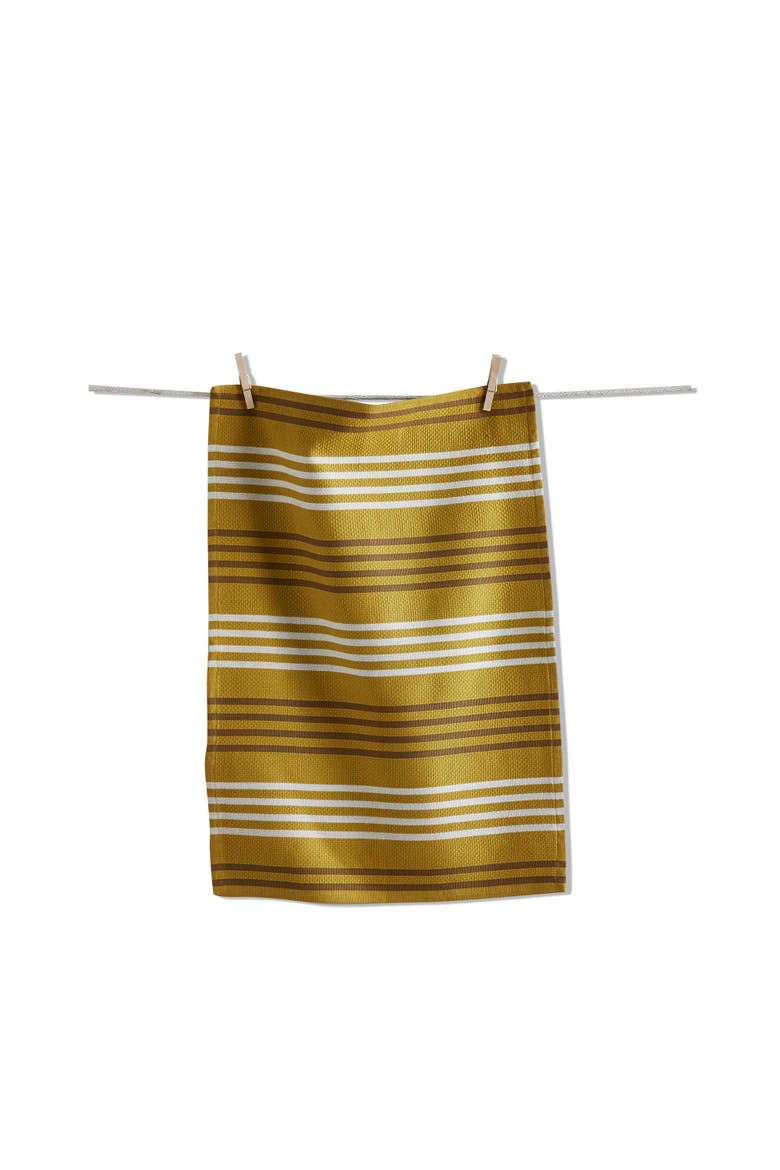 Basket Weave Stripe Dishtowel Latte Brown Cotton Towel, Main, color, Brown