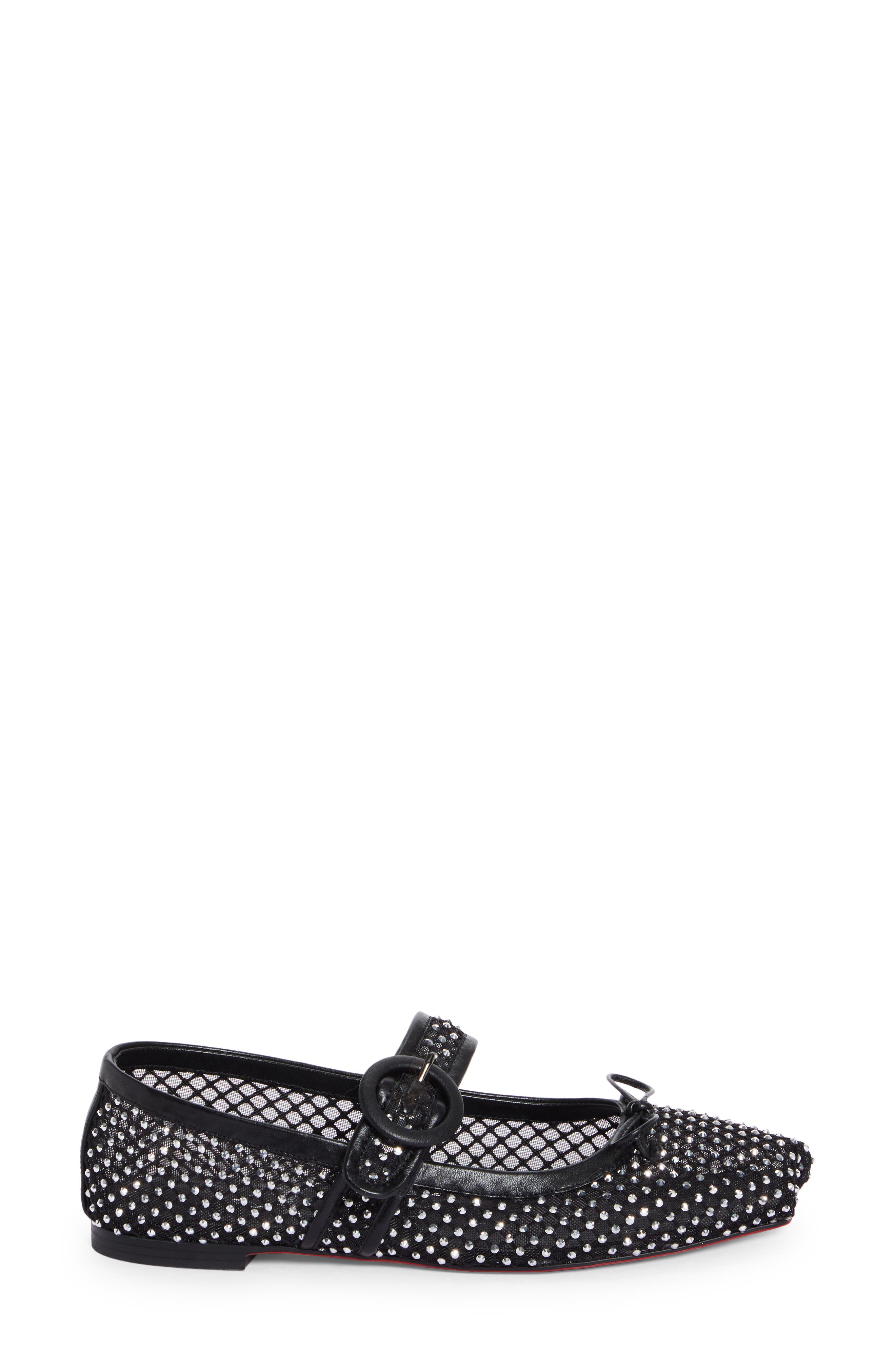 Christian Louboutin Mamastrapitna Crystal Embellished Mesh Flat, Alternate, color, 