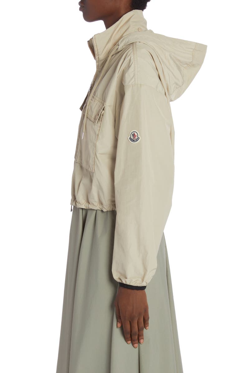Moncler Leda Technical Poplin Crop Parka with Removable Hood, Alternate, color, 