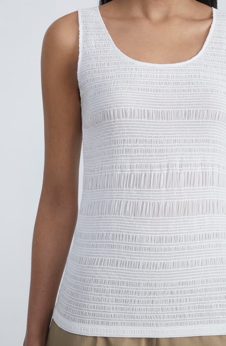 Lafayette 148 New York Smocked Satin Tank, Alternate, color, Cloud