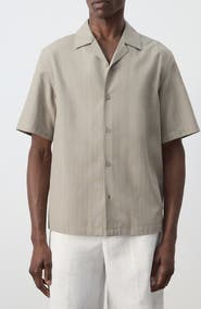MANGO Pinstripe Short Sleeve Woven Shirt