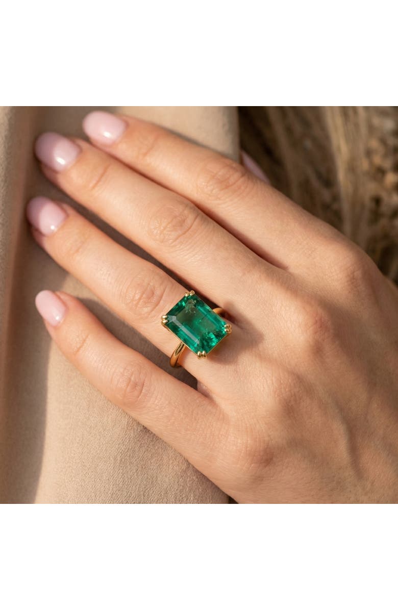 Bliss Diamond Certified 6 3/4Ct Emerald Solitaire Ring 14k Gold Lab Grown, Alternate, color, 14K Yellow Gold