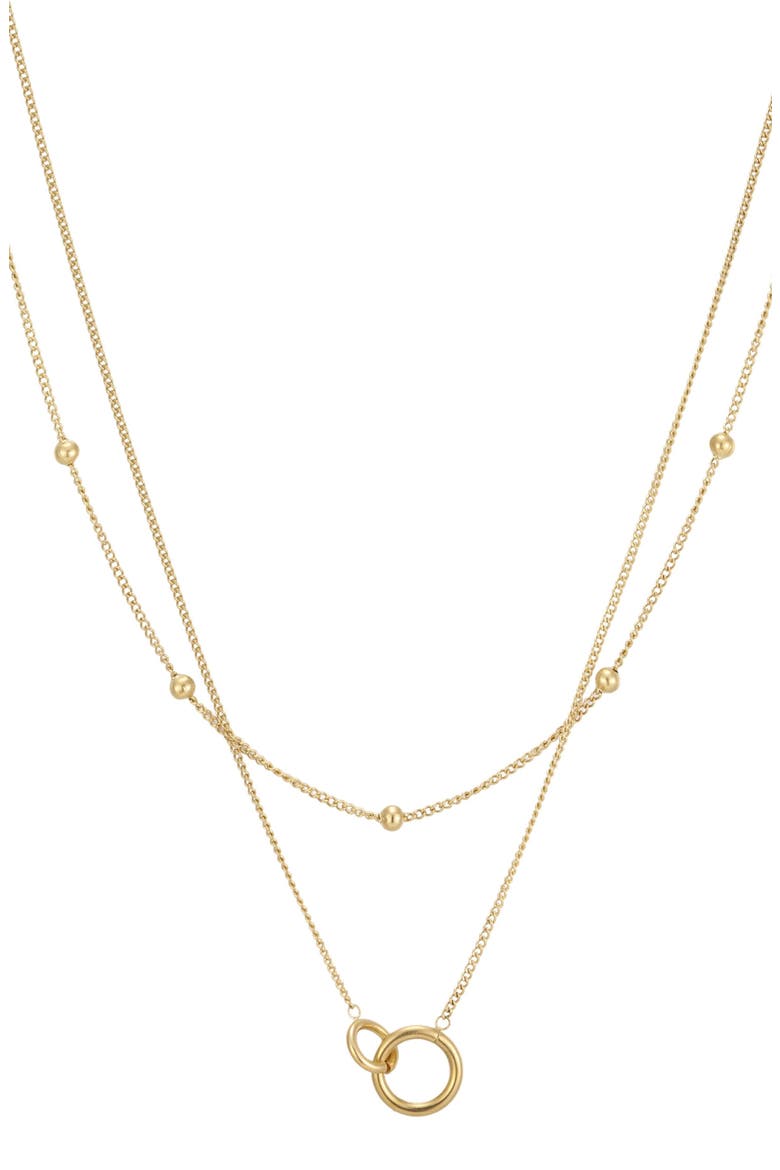 18k Gold Plated Layered Necklace, Main, color, GOLD