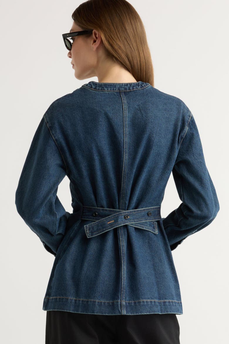 Emmett Structured-Sleeve Denim Jacket, Alternate, color, Indigo
