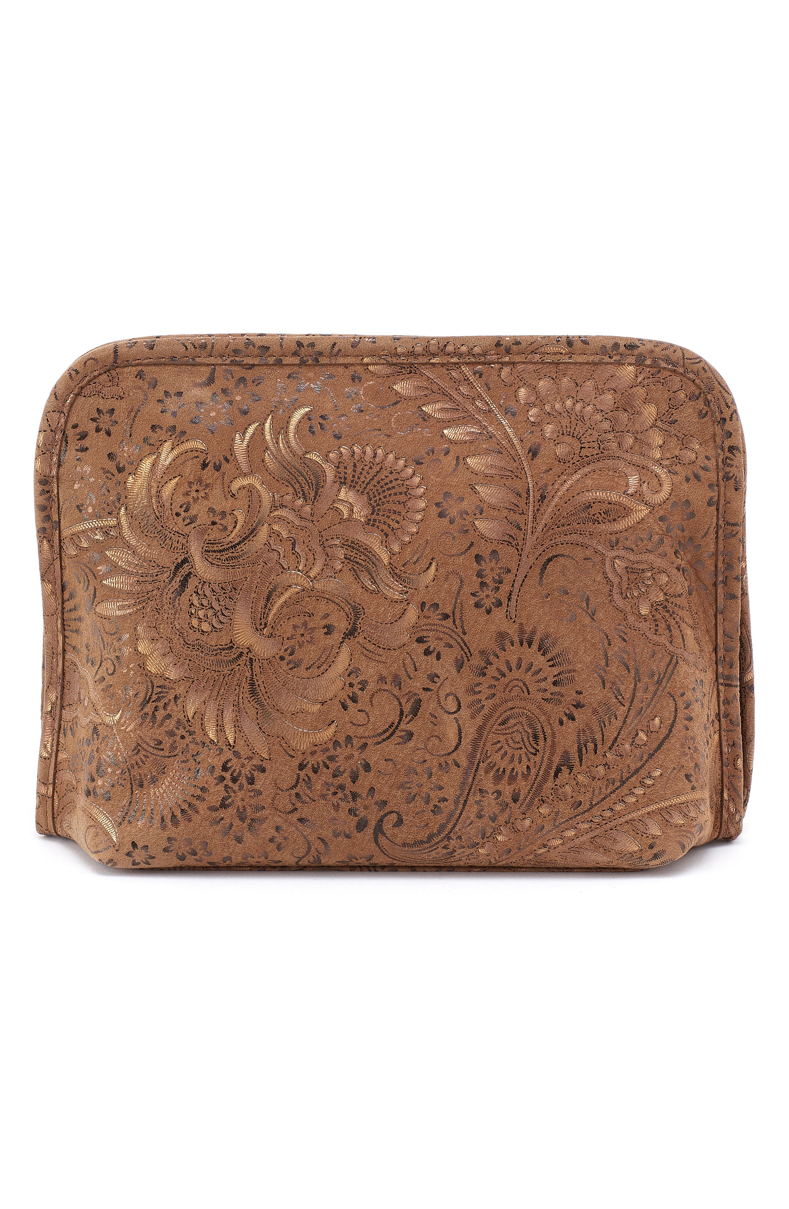 Beauty Leather Cosmetic Pouch, Main, color, MINK FOLKLORE