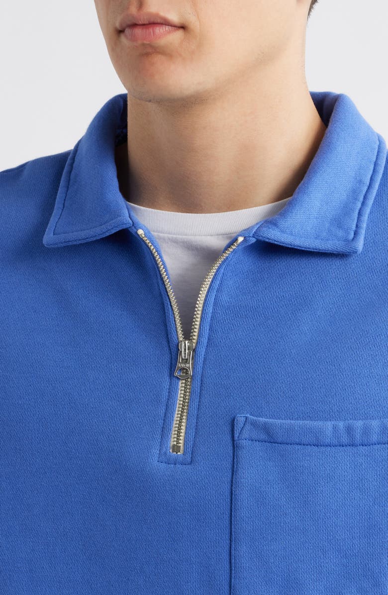 MERZ B SCHWANEN Quarter Zip Organic Cotton Sweatshirt, Alternate, color, Washed Blue