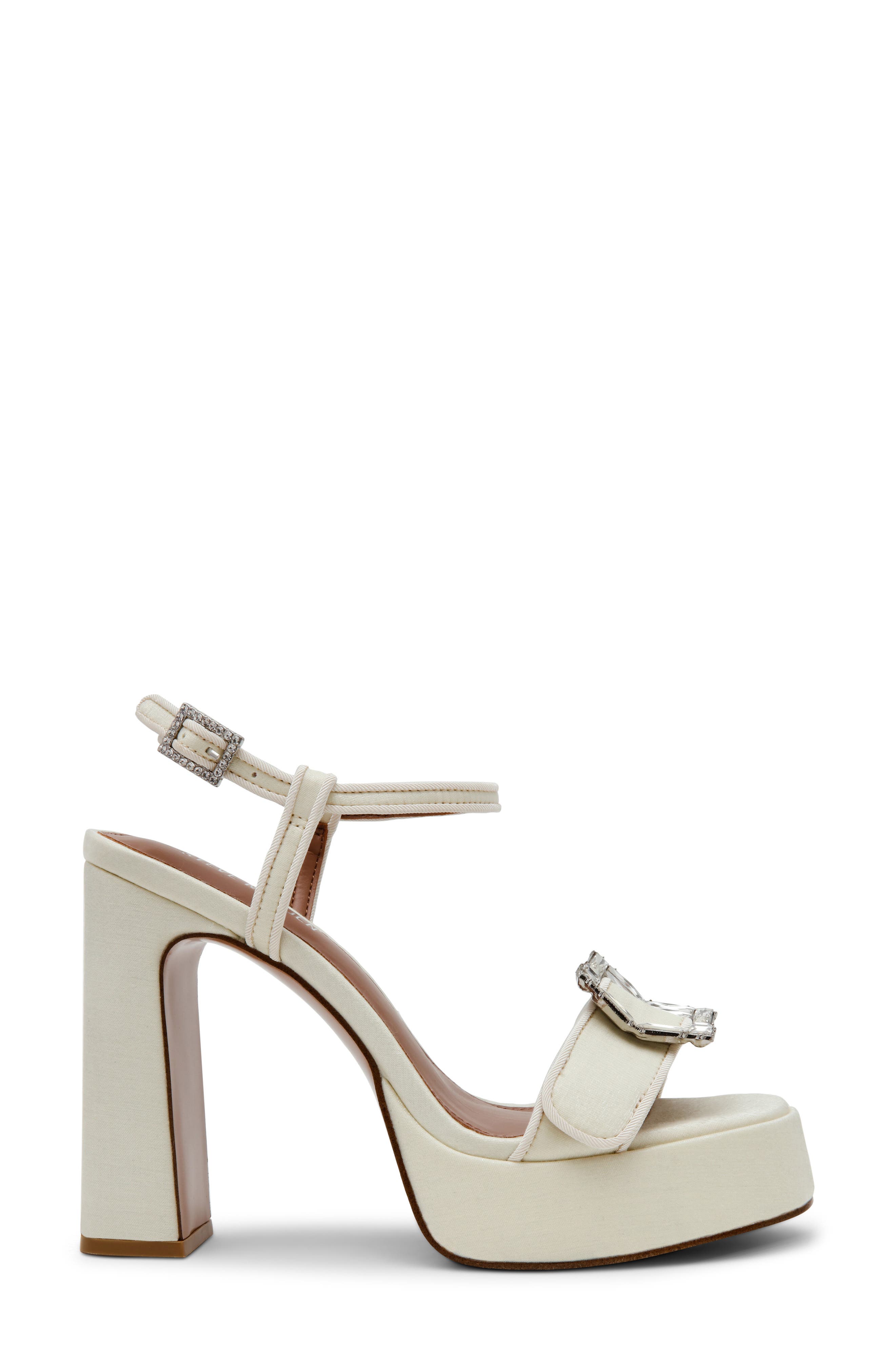 Steve Madden Liandra Ankle Strap Platform Sandal, Alternate, color, Ivory Satin