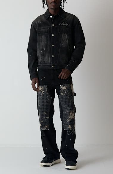 AMIRI Bleach Bandana Denim Trucker Jacket | Nordstrom