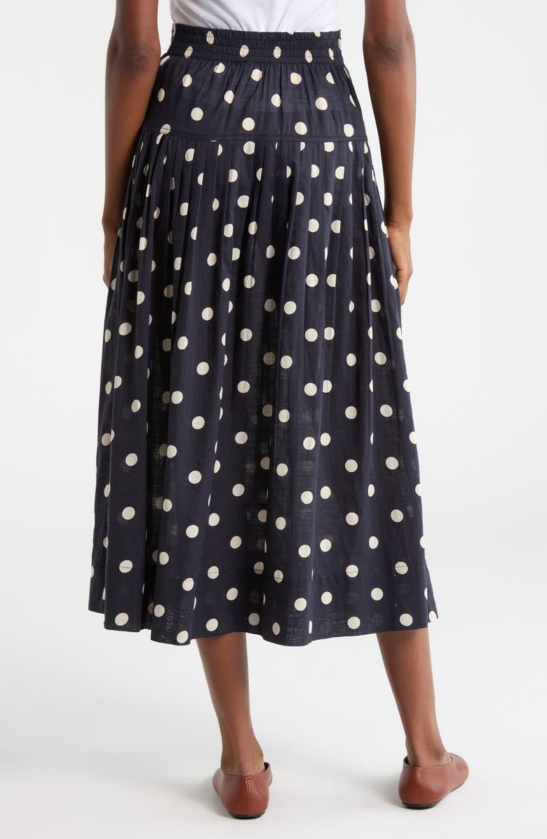 THE GREAT. The Highland Polka Dot Cotton Skirt, Alternate, color, Navy W/ Cream Polka Dots