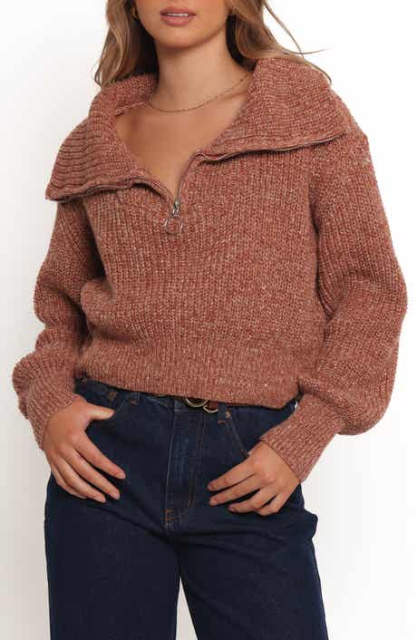 Petal & Pup Hallow Marled Quarter Zip Sweater