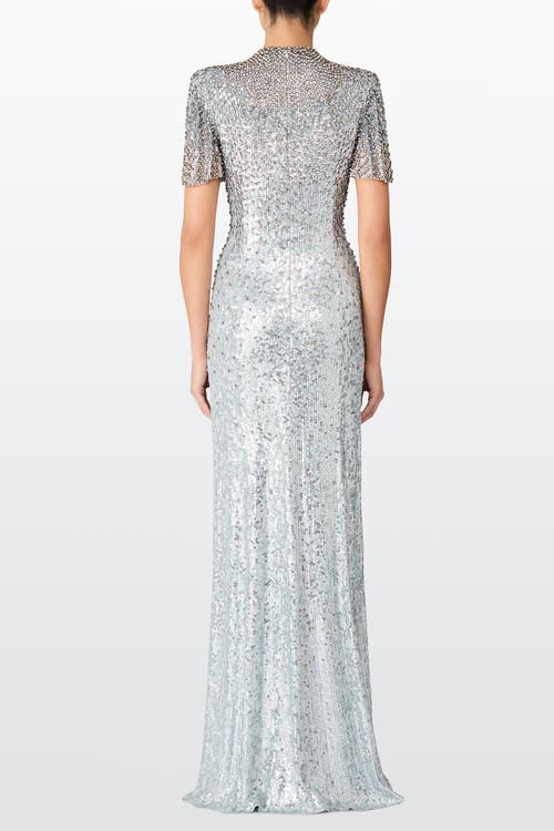 Jenny Packham Jourdain Sequin-embellished Gown In Transparent