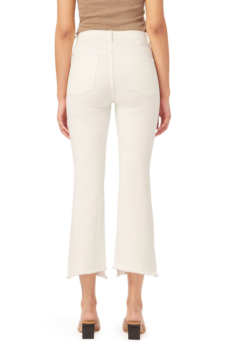 DL1961 Bridget Instasculpt High Waist Asymmetric Raw Hem Ankle Bootcut Jeans, Alternate, color, Milk Frayed