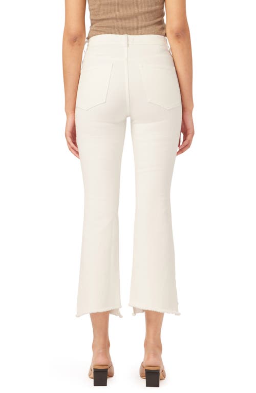 Dl1961 Bridget Instasculpt High Waist Asymmetric Raw Hem Ankle Bootcut Jeans In Milk Frayed