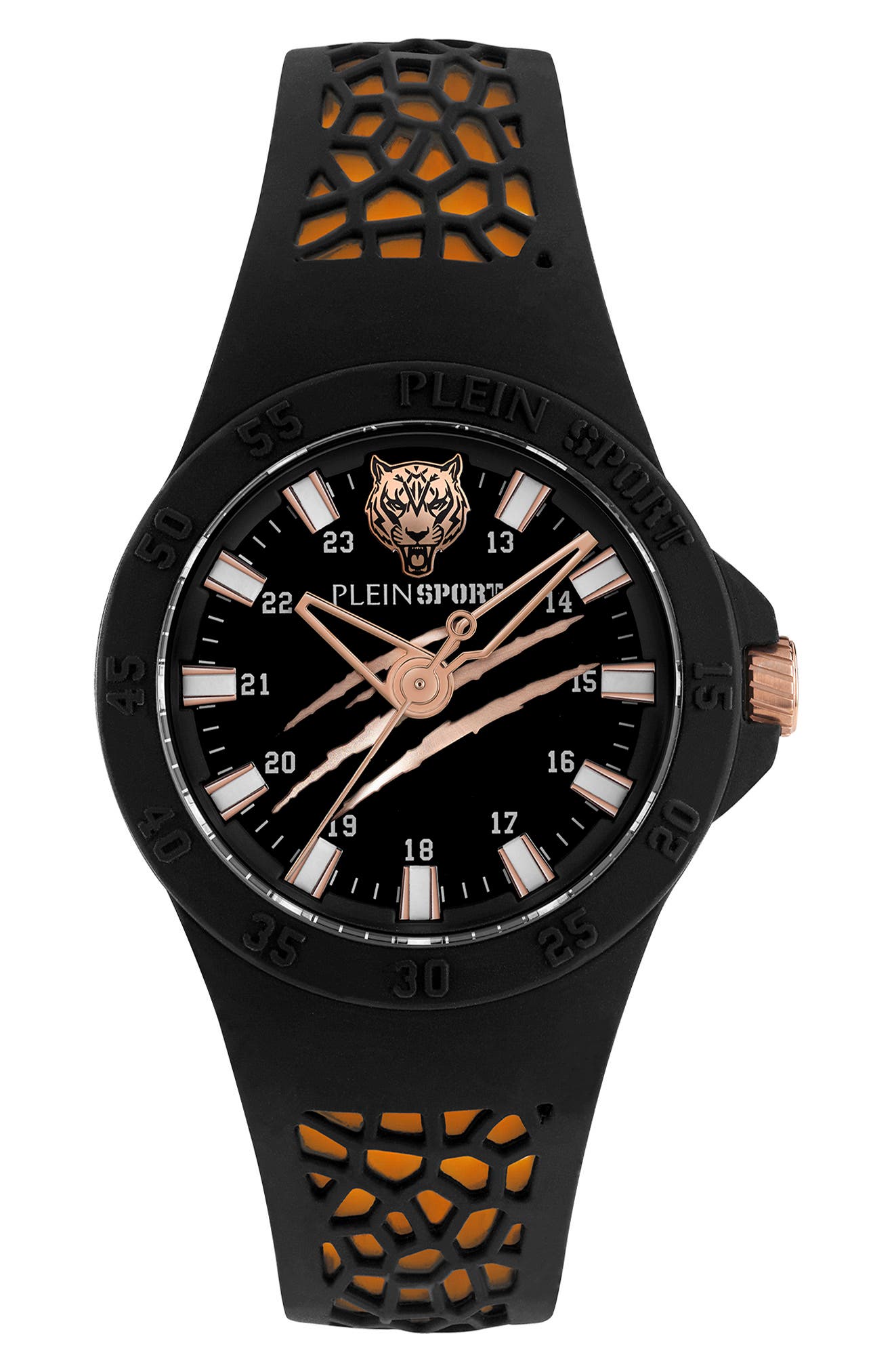 PLEIN SPORT Three-Hand Quartz Silicone Strap Watch, 40mm