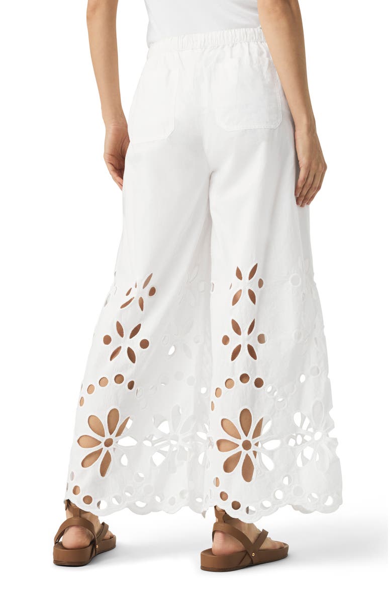 Emma Cotton Eyelet Pants, Alternate, color, WHITE