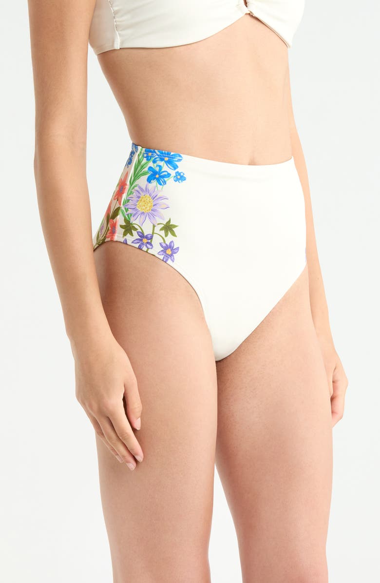 Hutch Rothy High Waist Bikini Bottoms, Alternate, color, Ivory/ Multi