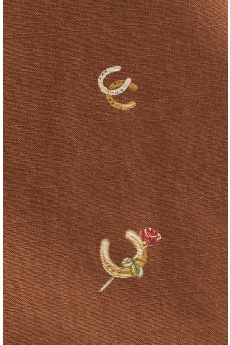 Laramie Horseshoe Print Short Sleeve Snap-Up Western Shirt, Alternate, color, HORSESHOE BROWN