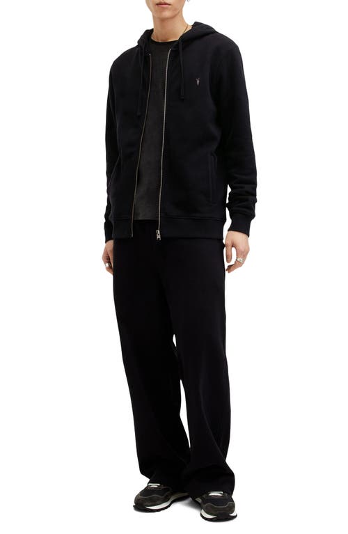 Allsaints Mens Black Raven Slim-fit Cotton-fleece Hoody