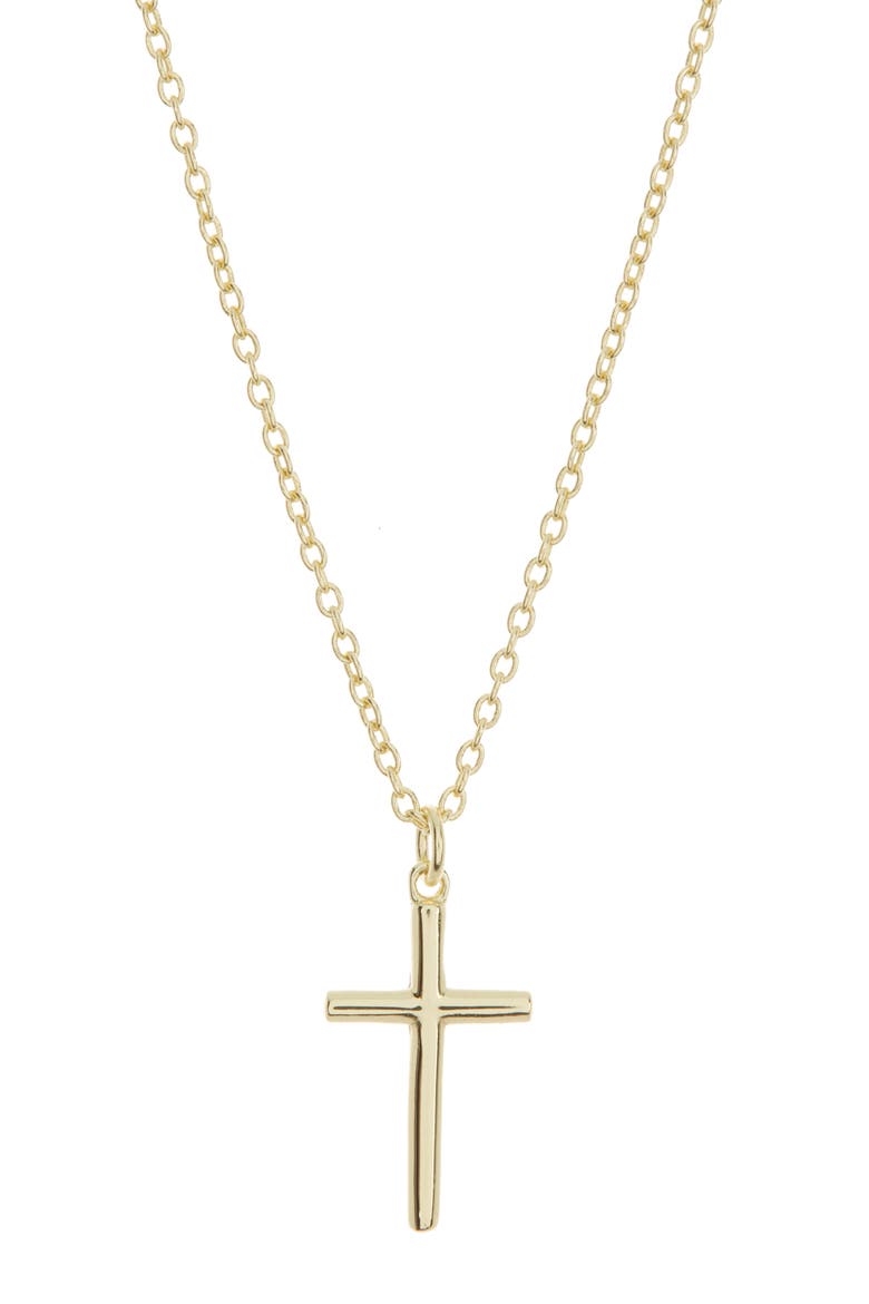 Sterling Silver Cross Pendant Necklace, Main, color, GOLD