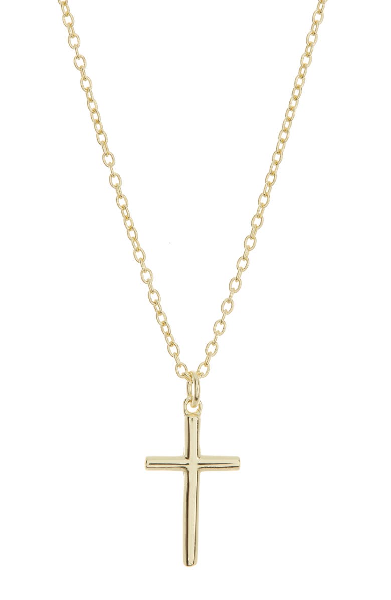 Argento Vivo Sterling Silver Sterling Silver Cross Pendant Necklace, Main, color, Gold