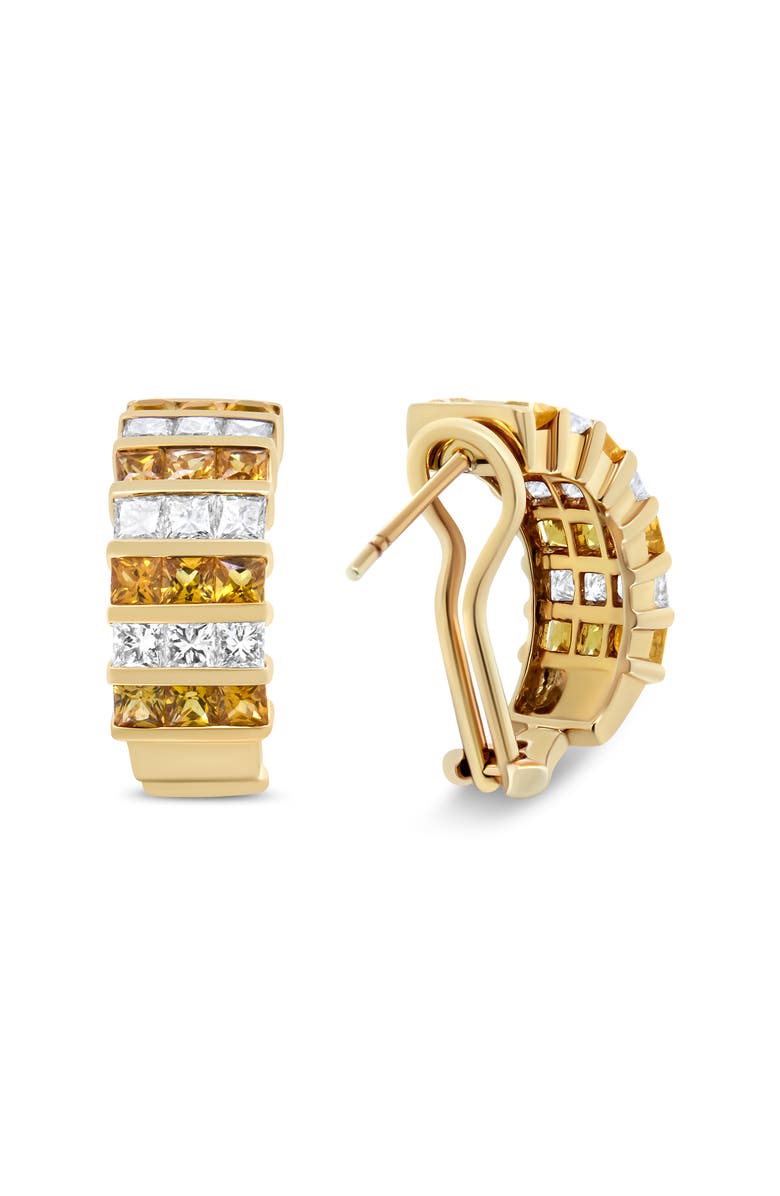 Haus of Brilliance 18K Yellow Gold 1 3/4 Cttw Diamond & Yellow Sapphire Huggie Hoop Earrings, Alternate, color, Yellow
