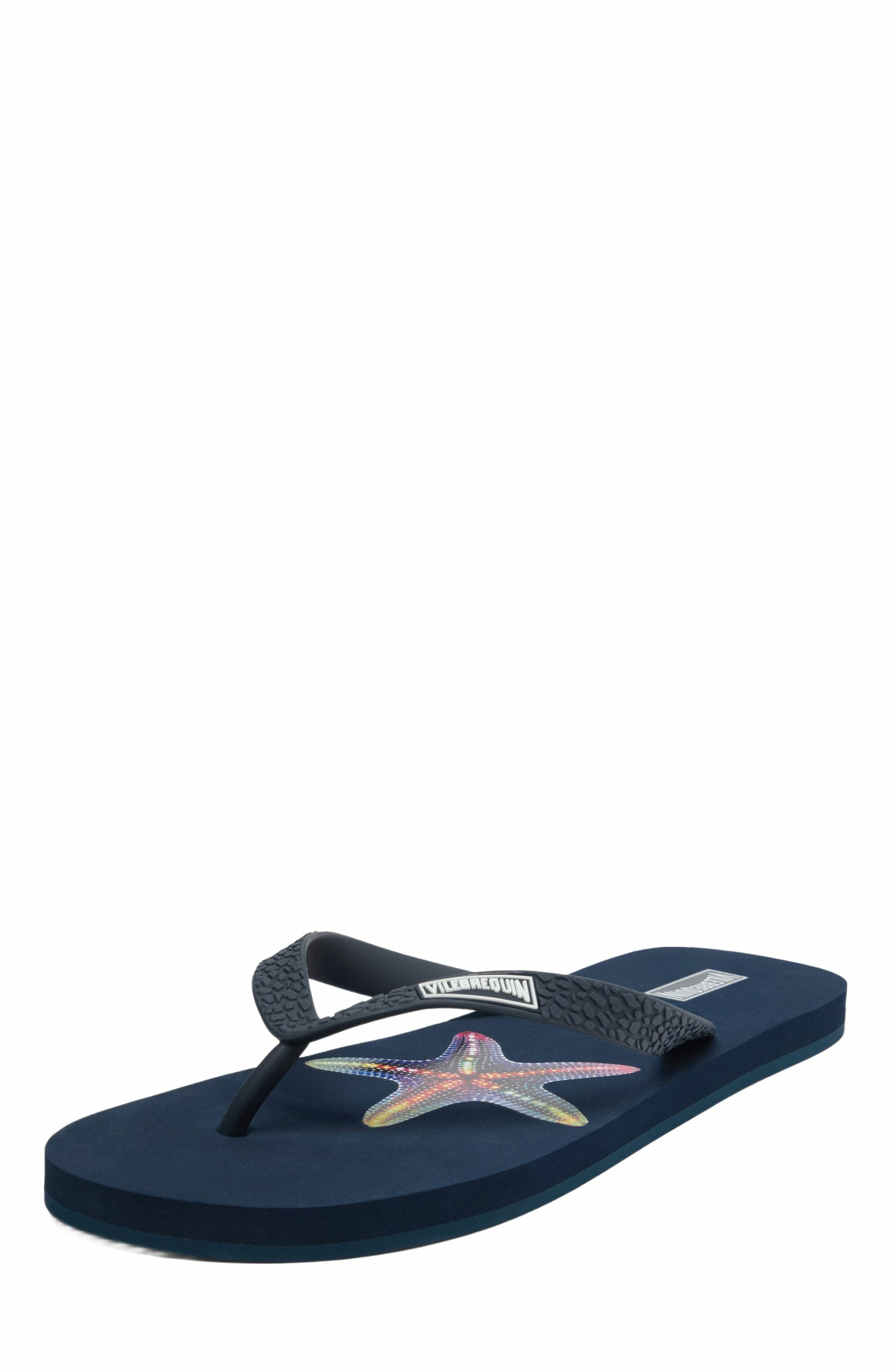 Vilebrequin Men's VBQ Line Flip Flops, Main, color, Bleu Marine