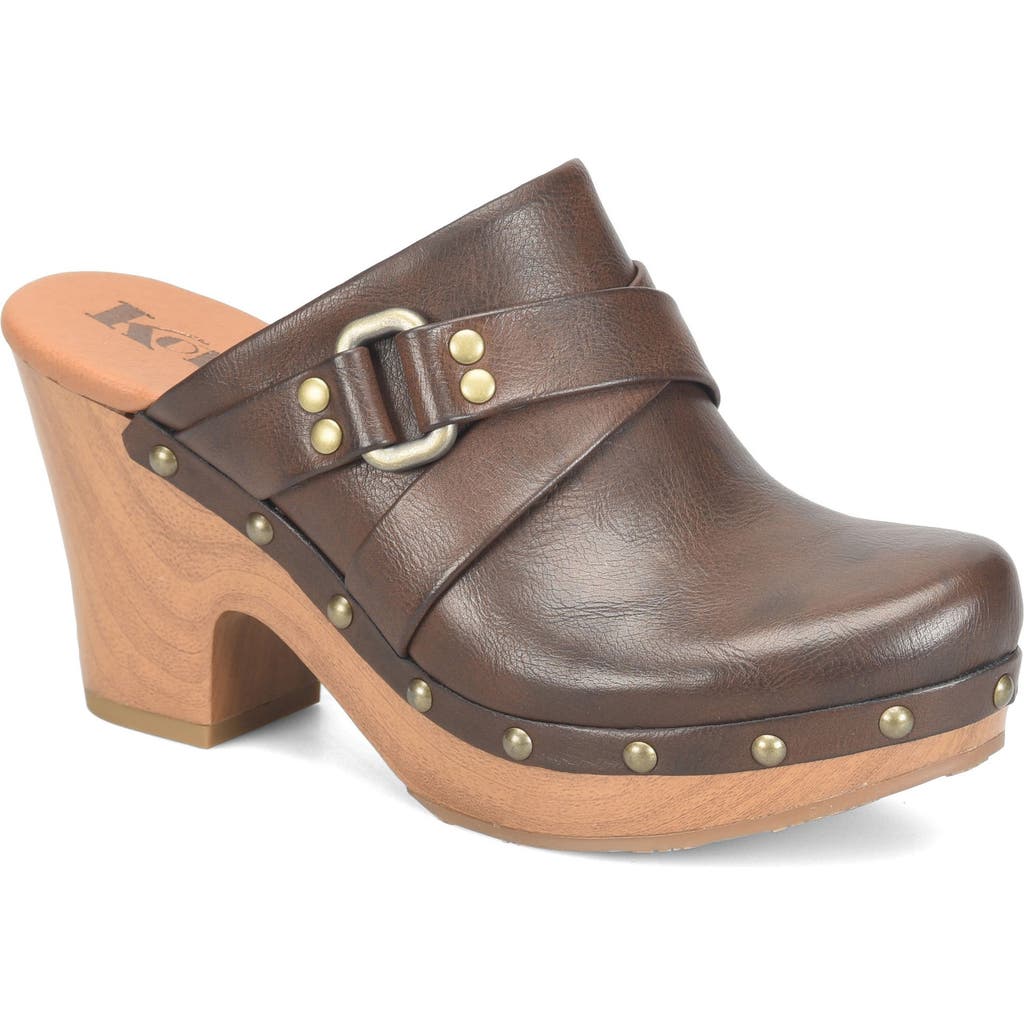 Korks Abby Stud Clog In Brown