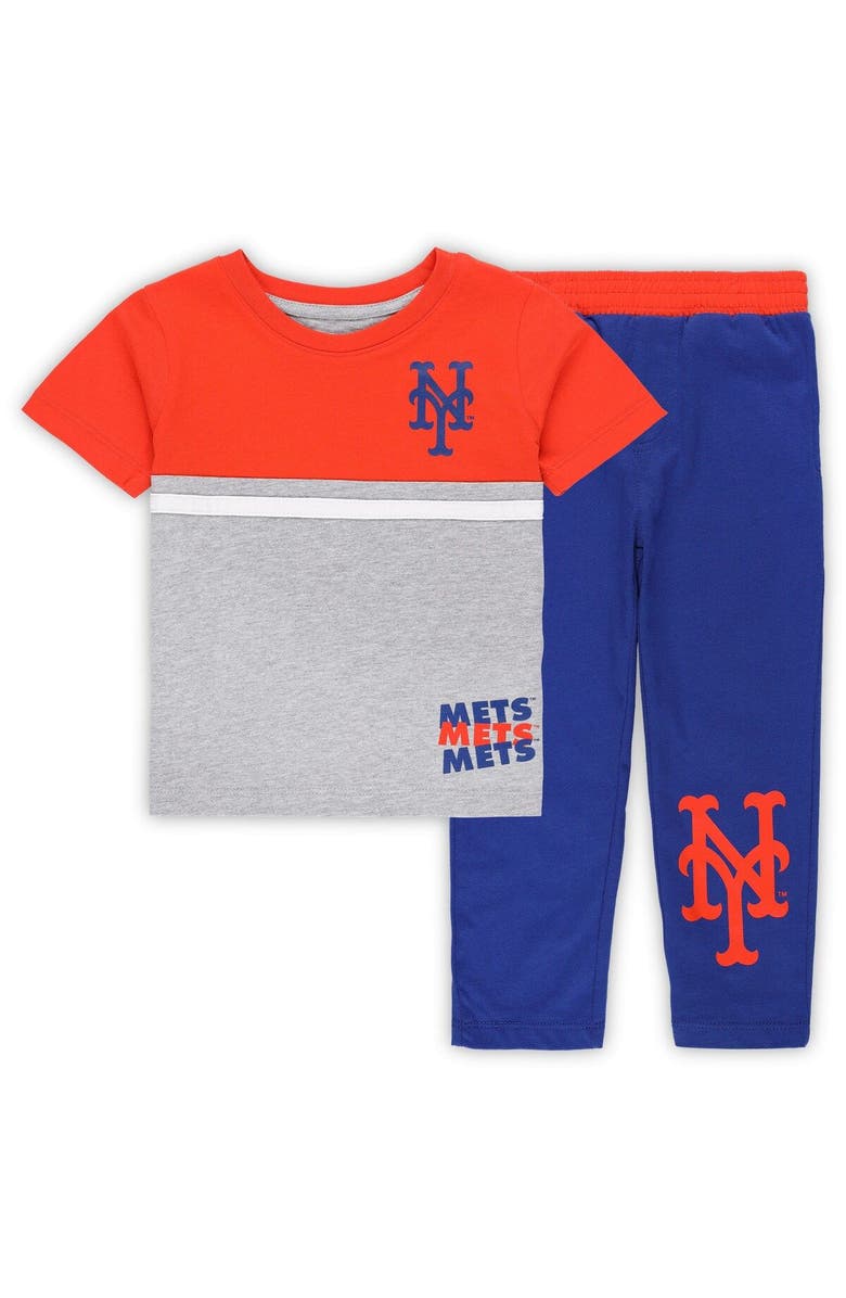 Outerstuff Toddler Royal/Orange New York Mets Batters Box T-Shirt & Pants Set, Main, color, 