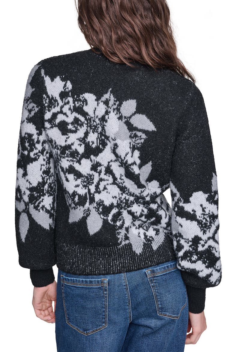 Rose Mock Neck Sweater, Alternate, color, BLACK/ WHITE