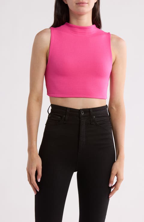 Sleeveless Mock Neck Crop Top