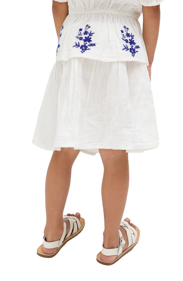Raffya Kids Ally Paneled Waist Embroidered Skirt, Alternate, color, White