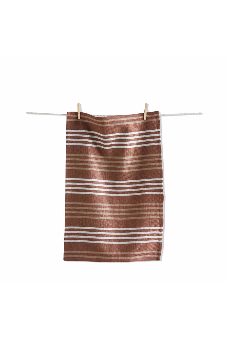 Basket Weave Stripe Dishtowel Set of Six Latte Color, Main, color, Brown