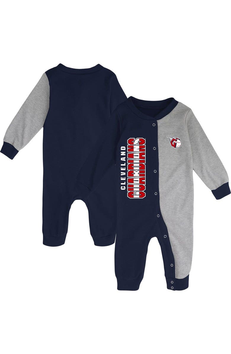 Outerstuff Infant Navy/Heather Gray Cleveland Guardians Halftime Sleeper, Main, color, Navy