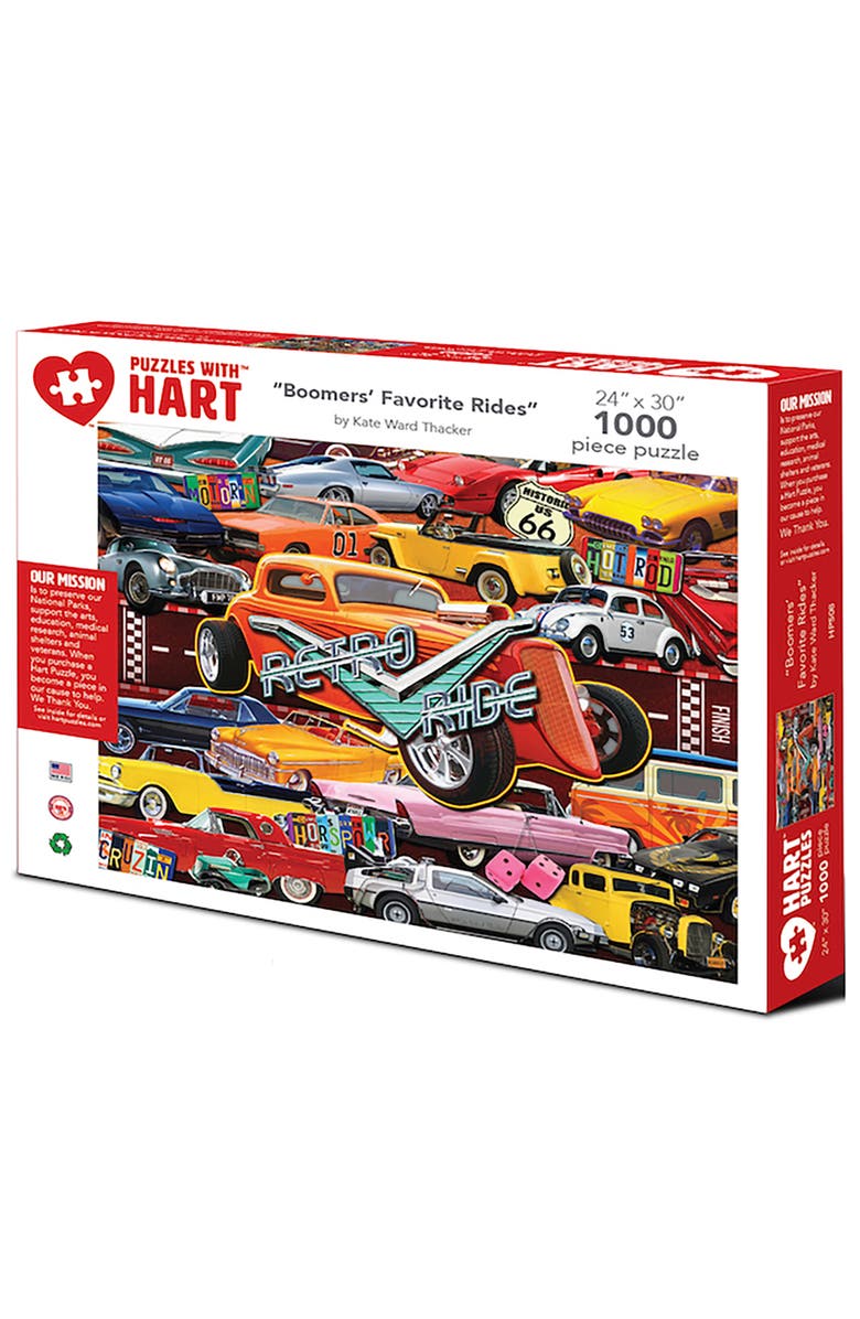 Hart Puzzles Boomer's Favorite Rides by Kate Ward Thacker 1000 Piece Puzzle, Main, color, Multicolored