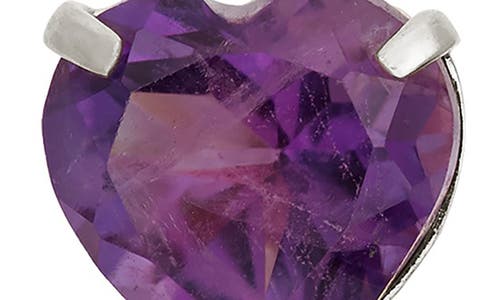 Fzn 10k Gold Amethyst Heart Stud Earrings In White