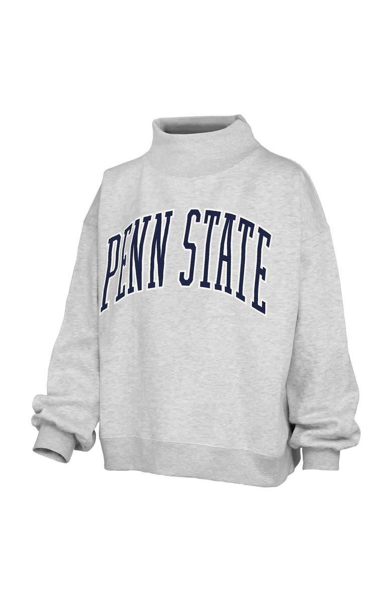 PRESSBOX Women's Pressbox Heather Gray Penn State Nittany Lions Oversized Nelson Mock Neck Sweatshirt, Alternate, color, Heather Gray