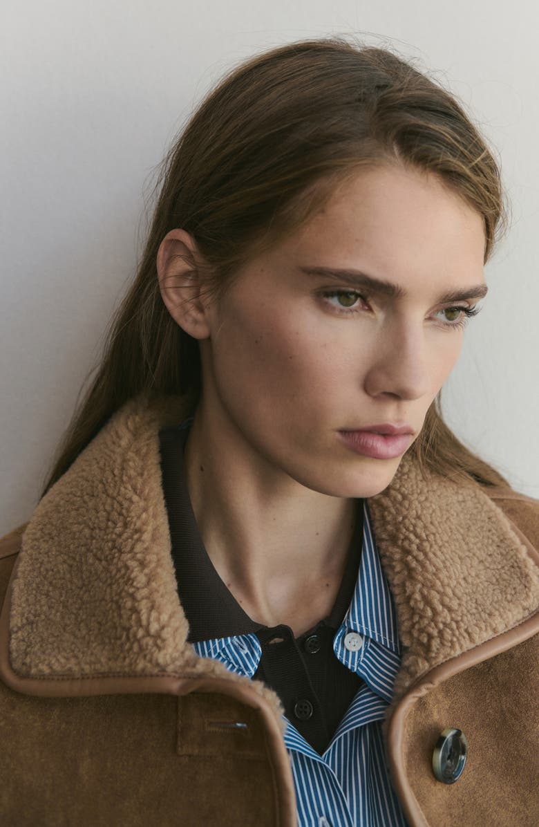 MANGO Faux Shearling Coat, Alternate, color, Medium Brown