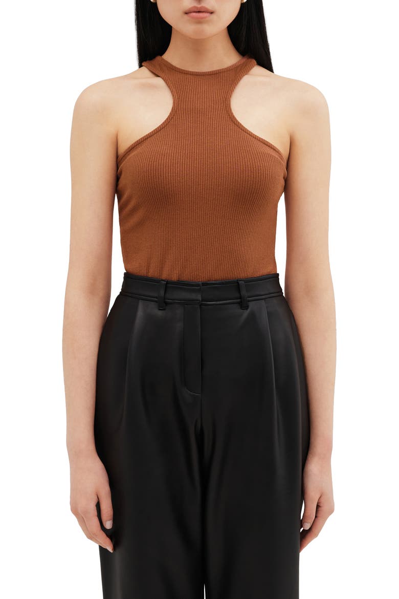 Chauncey Rib Racerback Tank, Main, color, CINNAMON BROWN