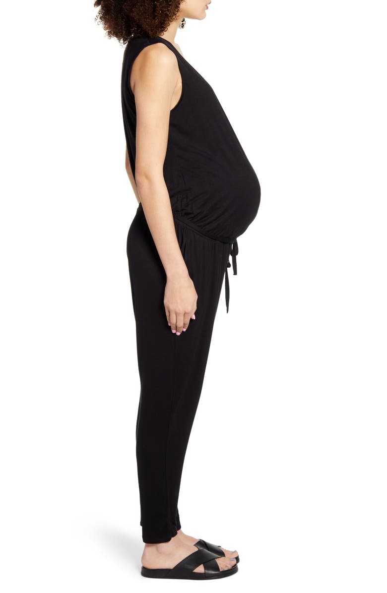 Fourteenth Place Belted Jersey Maternity Jumpsuit, Alternate, color,