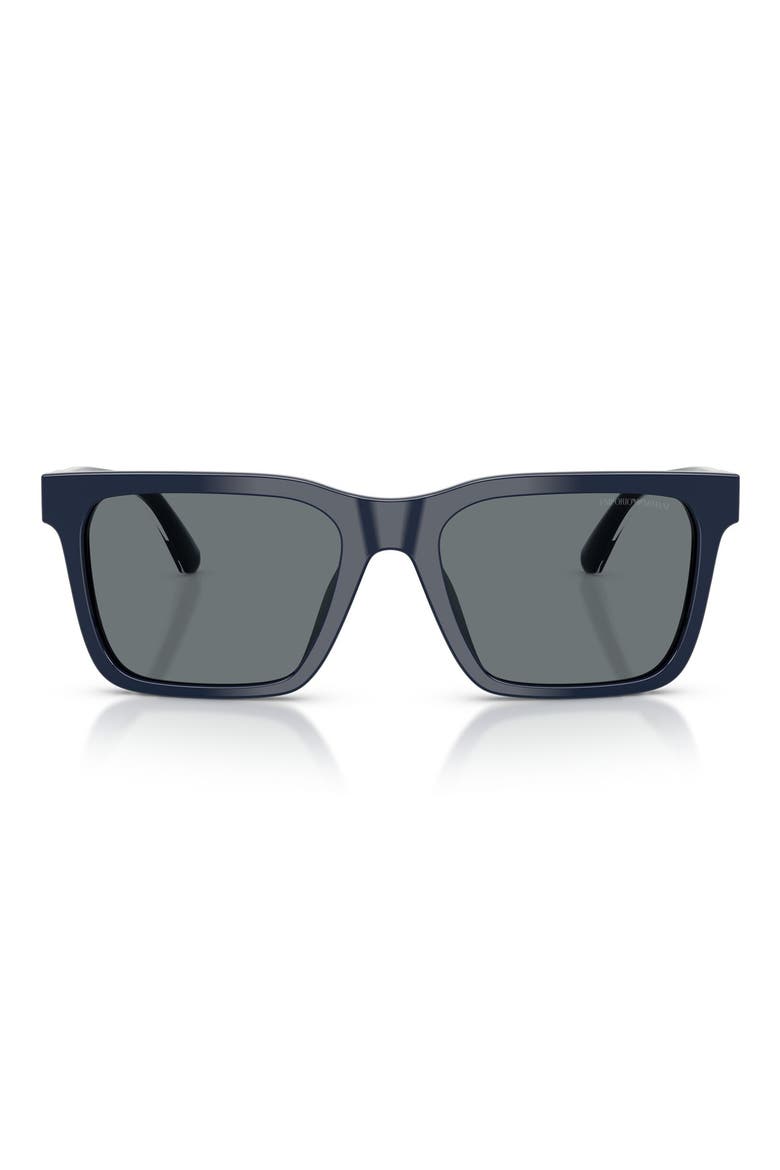 57mm Square Sunglasses, Main, color, SHINY BLUE / DARK BLUE