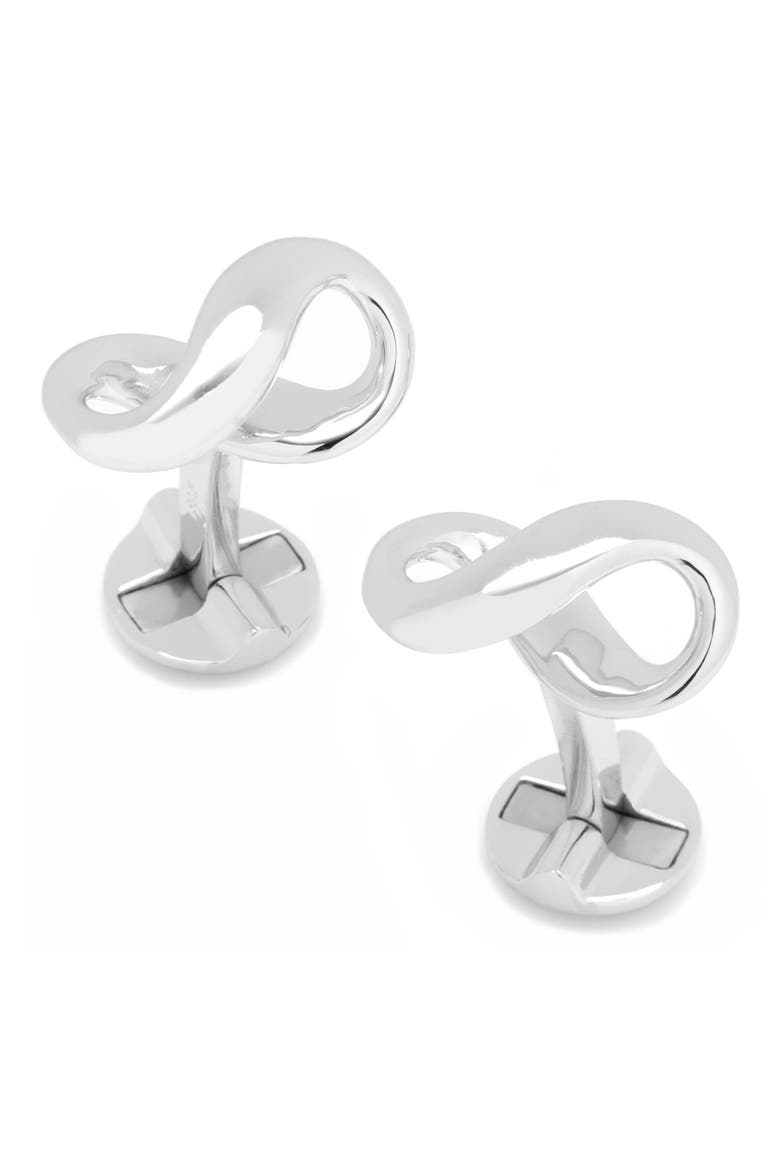 Infinity Symbol Cuff Links, Main, color, SILVER
