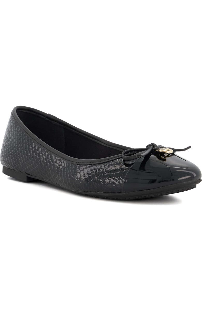 Dune London Hallo Snake Embossed Ballet Flat, Main, color,