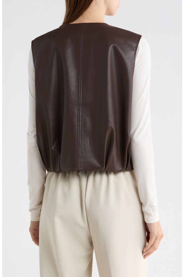 Bubble Hem Faux Leather Vest, Alternate, color, BROWN