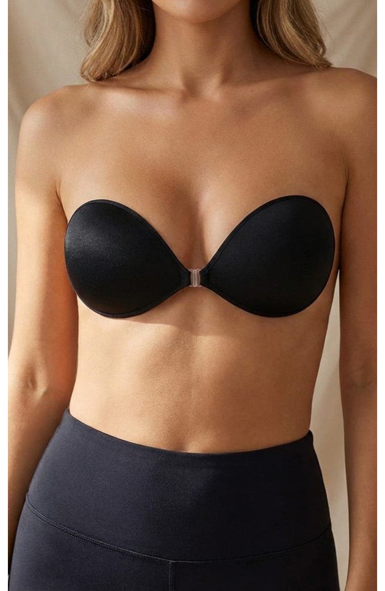 Miss Circle Invisible Strapless Backless Adhesive Bra, Main, color, Black
