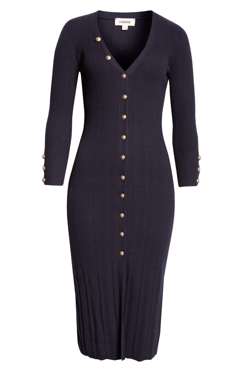 L'AGENCE Kyra Rib Three-Quarter Sleeve Sweater Dress, Alternate, color,