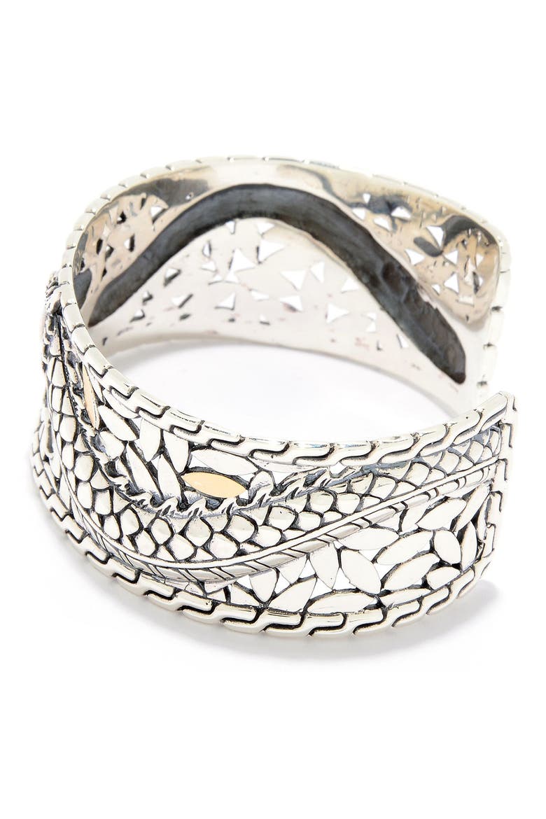 18k Gold & Sterling Silver Dragon Cuff Bracelet, Alternate, color, SILVER AND GOLD