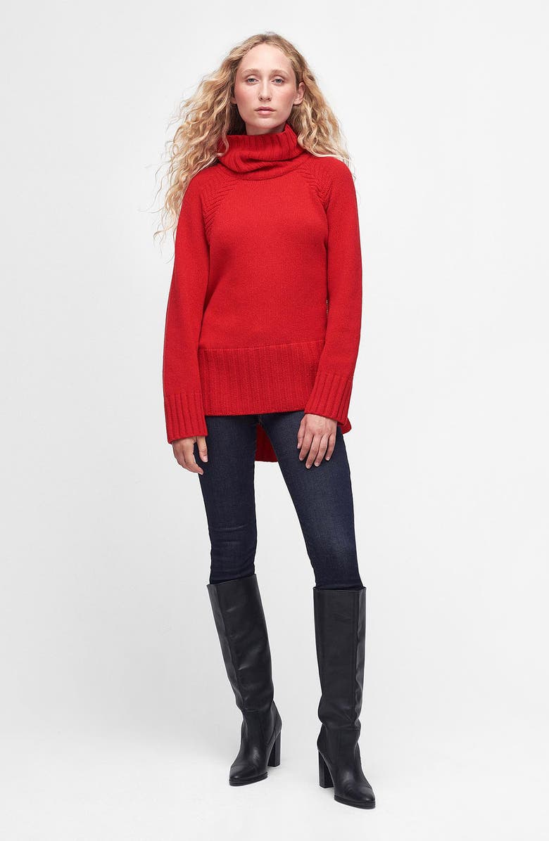 Barbour Norma Roll Neck High-Low Sweater, Alternate, color, 