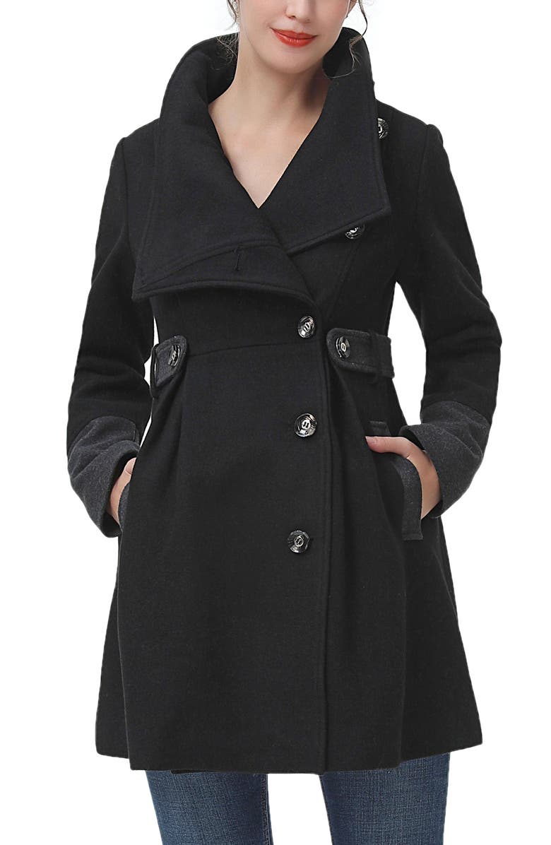 Kimi & Kai Harper Maternity Wool Coat, Main, color, Black